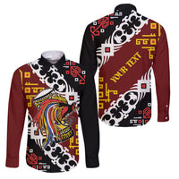 Personalised Papua New Guinea Bird Drum Family Matching Off The Shoulder Long Sleeve Dress and Hawaiian Shirt Papuan Batik Motif