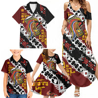 Personalised Papua New Guinea Bird Drum Family Matching Summer Maxi Dress and Hawaiian Shirt Papuan Batik Motif