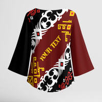 Personalised Papua New Guinea Bird Drum Kimono Sleeve Blouse Papuan Batik Motif