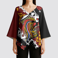 Personalised Papua New Guinea Bird Drum Kimono Sleeve Blouse Papuan Batik Motif