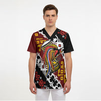 Personalised Papua New Guinea Bird Drum Scrub Top Papuan Batik Motif