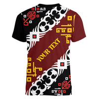 Personalised Papua New Guinea Bird Drum Women V-Neck T-Shirt Papuan Batik Motif
