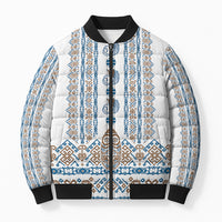 Personalised Papua New Guinea Bird Ethnic Bomber Puffer Jacket Papuan Batik Inspired Pattern