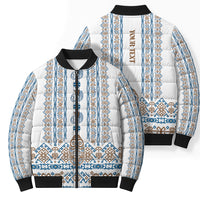Personalised Papua New Guinea Bird Ethnic Bomber Puffer Jacket Papuan Batik Inspired Pattern