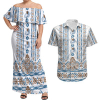 Personalised Papua New Guinea Bird Ethnic Couples Matching Off Shoulder Maxi Dress and Hawaiian Shirt Papuan Batik Inspired Pattern