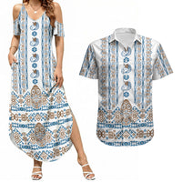Personalised Papua New Guinea Bird Ethnic Couples Matching Summer Maxi Dress and Hawaiian Shirt Papuan Batik Inspired Pattern