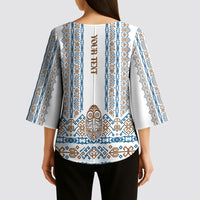 Personalised Papua New Guinea Bird Ethnic Kimono Sleeve Blouse Papuan Batik Inspired Pattern