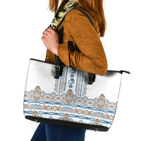 Papua New Guinea Bird Ethnic Leather Tote Bag Papuan Batik Inspired Pattern