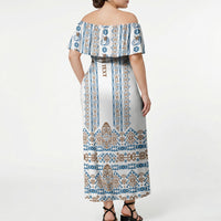 Personalised Papua New Guinea Bird Ethnic Off Shoulder Maxi Dress Papuan Batik Inspired Pattern