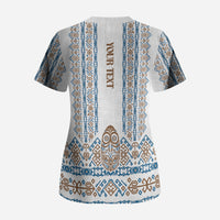 Personalised Papua New Guinea Bird Ethnic Scrub Top Papuan Batik Inspired Pattern