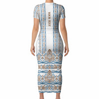 Personalised Papua New Guinea Bird Ethnic Short Sleeve Bodycon Dress Papuan Batik Inspired Pattern