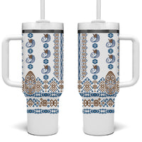 Papua New Guinea Bird Ethnic Tumbler With Handle Papuan Batik Inspired Pattern