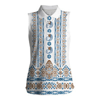 Personalised Papua New Guinea Bird Ethnic Women Sleeveless Polo Shirt Papuan Batik Inspired Pattern