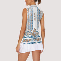 Personalised Papua New Guinea Bird Ethnic Women Sleeveless Polo Shirt Papuan Batik Inspired Pattern
