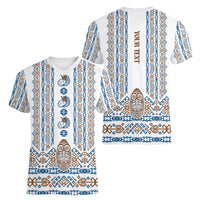 Personalised Papua New Guinea Bird Ethnic Women V-Neck T-Shirt Papuan Batik Inspired Pattern