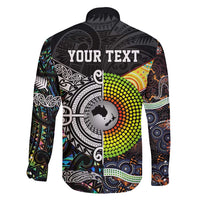 Personalised New Zealand and Australia Family Matching Short Sleeve Bodycon Dress and Hawaiian Shirt Maori Mix Aboriginal Art Style LT9 - Polynesian Pride