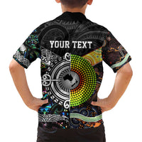 New Zealand and Australia Family Matching Tank Maxi Dress and Hawaiian Shirt Maori Mix Aboriginal Art Style