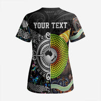 Australia New Zealand Personalised Scrub Top Maori Aboriginal Art Style - Polynesian Pride