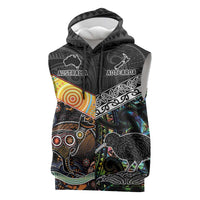 Australia New Zealand Personalised Sleeveless Hoodie Maori Aboriginal Art Style - Polynesian Pride