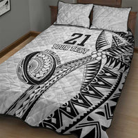 Custom Fiji Rugby Pacific Quilt Bed Set Polynesian Palm Tattoo