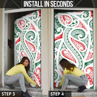 New Zealand Kowhaiwhai Christmas Door Cover Traditional Maori Koru Pattern - Polynesian Pride