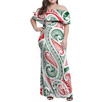 New Zealand Kowhaiwhai Christmas Family Matching Off Shoulder Maxi Dress and Hawaiian Shirt Traditional Maori Koru Pattern - Polynesian Pride