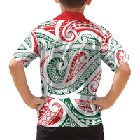 New Zealand Kowhaiwhai Christmas Family Matching Short Sleeve Bodycon Dress and Hawaiian Shirt Traditional Maori Koru Pattern - Polynesian Pride