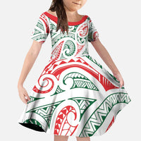 New Zealand Kowhaiwhai Christmas Family Matching Summer Maxi Dress and Hawaiian Shirt Traditional Maori Koru Pattern - Polynesian Pride