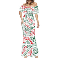 New Zealand Kowhaiwhai Christmas Mermaid Dress Traditional Maori Koru Pattern - Polynesian Pride