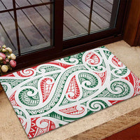 New Zealand Kowhaiwhai Christmas Rubber Doormat Traditional Maori Koru Pattern - Polynesian Pride