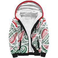 New Zealand Kowhaiwhai Christmas Sherpa Hoodie Traditional Maori Koru Pattern - Polynesian Pride