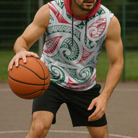 New Zealand Kowhaiwhai Christmas Sleeveless Hoodie Traditional Maori Koru Pattern - Polynesian Pride