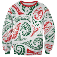 New Zealand Kowhaiwhai Christmas Sweatshirt Traditional Maori Koru Pattern - Polynesian Pride
