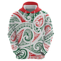 New Zealand Kowhaiwhai Christmas Zip Hoodie Traditional Maori Koru Pattern - Polynesian Pride