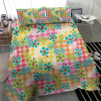 Hawaiian Palaka Bedding Set Hibiscus Palm Leaf Pattern - Polynesian Pride