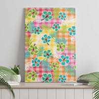 Hawaiian Palaka Canvas Wall Art Hibiscus Palm Leaf Pattern - Polynesian Pride