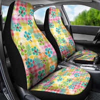 Hawaiian Palaka Car Seat Cover Hibiscus Palm Leaf Pattern - Polynesian Pride