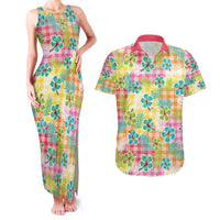 Hawaiian Palaka Couples Matching Tank Maxi Dress and Hawaiian Shirt Hibiscus Palm Leaf Pattern - Polynesian Pride