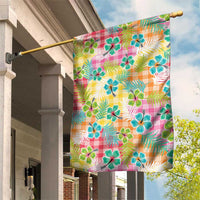 Hawaiian Palaka Garden Flag Hibiscus Palm Leaf Pattern - Polynesian Pride