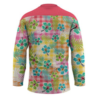 Hawaiian Palaka Hockey Jersey Hibiscus Palm Leaf Pattern - Polynesian Pride
