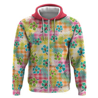 Hawaiian Palaka Hoodie Hibiscus Palm Leaf Pattern - Polynesian Pride