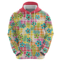 Hawaiian Palaka Hoodie Hibiscus Palm Leaf Pattern - Polynesian Pride