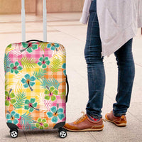 Hawaiian Palaka Luggage Cover Hibiscus Palm Leaf Pattern - Polynesian Pride
