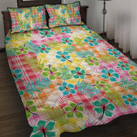 Hawaiian Palaka Quilt Bed Set Hibiscus Palm Leaf Pattern - Polynesian Pride