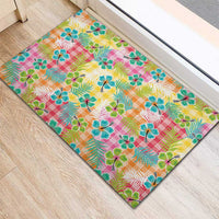 Hawaiian Palaka Rubber Doormat Hibiscus Palm Leaf Pattern LT9 - Polynesian Pride
