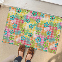 Hawaiian Palaka Rubber Doormat Hibiscus Palm Leaf Pattern LT9 - Polynesian Pride