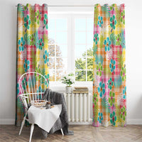 Hawaiian Palaka Window Curtain Hibiscus Palm Leaf Pattern - Polynesian Pride