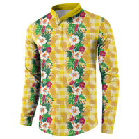 Hawaiian Palaka Button Sweatshirt Hibiscus Pineapple Lei LT9 - Polynesian Pride