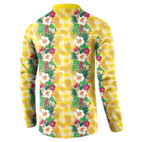 Hawaiian Palaka Button Sweatshirt Hibiscus Pineapple Lei LT9 - Polynesian Pride