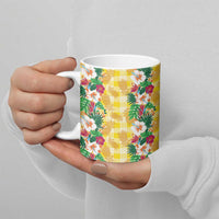 Hawaiian Palaka Ceramic Mug Hibiscus Pineapple Lei - Polynesian Pride